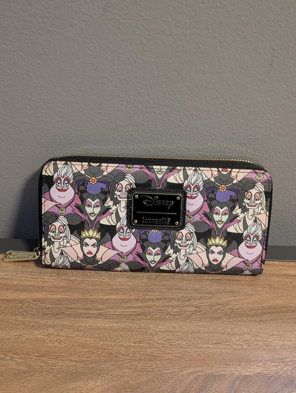 Disney Loungefly Villains Allover Print Zip Wallet Maleficent Ursula Cruella